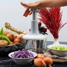 Kazan Hobi Manuel Sebze Doğrayıcı, El Çevirme Mekanizmalı Mutfak Rondosu, Soğan Sarımsak Doğrama Makinesi, 1000 Ml, Gri-Beyaz