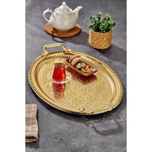 Kazan Hobi Metal Oval Sunum Tepsisi, 57X37 Cm, Altın CKR3542