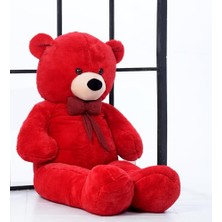 Kazan Hobi 160 cm Papyonlu Peluş Ayı-Dev Boy-Sevgiliye Özel Hediye -% 100 Yerli Kırmızı