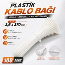 Kazan Hobi Cırt Kelepçe 3,6X370 mm Plastik Beyaz Renk (100 Adet) Zip Kablo Bağı Çok Amaçlı Bağlama