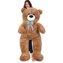 Kazan Hobi Sevgiliye Özel Hediye- 160 cm Papyonlu Dev Boy Peluş Ayı -% 100 Yerli Kahverengi