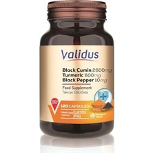 aklow akyoleticaret Black Cumin 2600 Mg + Turmeric 600 Mg + Black Pepper 10 Mg 120 Capsules