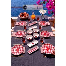 Kazan Hobi Pink Heart 14 Parça 6 Kişilik Kahvaltı Takımı