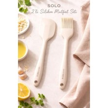 Kazan Hobi Solo 2'li Silikon Spatula ve Pasta Fırçası Seti, Krem, Isıya Dayanıklı