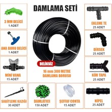 Kazan Hobi Damla Sulama Seti Damlama 300 Metre Hortumu ve Ek Parçaları Bahçe Ağaç Fidan Sebze Sulama Ekipmanları Damlama Borusu Sistemi