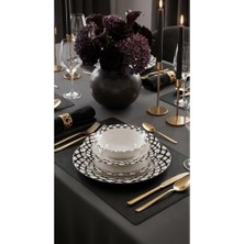 Kazan Hobi Chantilly 24 Parça Porselen Yemek Takımı, Siyah, CKR4808