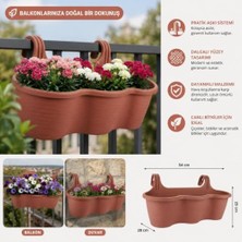 Kazan Hobi Pratik Dayanıklı Şık 10 L Kiremit Sahra Askılı Saksı 54X28X25 cm Balkon Korkuluk Duvar Dekoratif Askılı Sepet