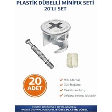 Kazan Hobi Imt Aksesuar Plastik Dübelli Minifix Gövde ve Mil Seti - Mobilya Bağlantı Elemanı (20 Adet) Metalik