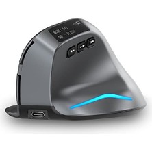 Kazan Hobi Bluetooth Fare, LED Ekranlı, Kablosuz Fare, Şarj Edilebilir, 6 Tuşlu, 3200 Dpi, Dikey Ergonomik Fare, Kablosuz Oyun Faresi, Bilgisayar, Mac Için, Siyah