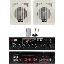Kazan Hobi Eko Paket-1 Anfi ve Duvar Hoparlör Ses Sistemi Paketi, LV-100 Amfi, 2X100W, Bluetooth, Usb, Sd Kart