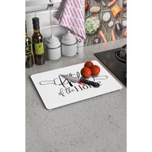 Kazan Hobi Kitchen Love Görünümlü | Cam Kesme Tahtası - Kesim Tablası, 30X40 cm