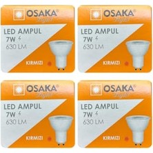 Kazan Hobi LED Ampul 7W, GU10 Duylu, Kırmızı Işık, 630 Lm, 4 Adet