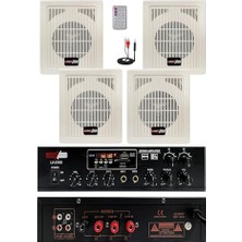 Kazan Hobi Eko Paket-2 Anfi ve Duvar Tipi Hoparlör Ses Sistemi Paketi, Beyaz, 100W