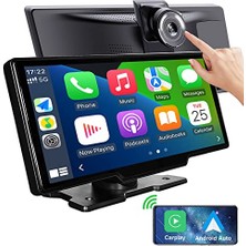 Kazan Hobi Portable Car Radio With 4K Dashcam, Wireless Dash Mount Carplay & Android Auto, Touch Screen Audio Receivers Display.stereo Bluetooth, Mirror Link, Fm, Drive Mate Car Play Navigation, Carbuddy