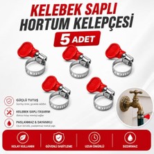 Kazan Hobi Kelebek Saplı Hortum Kelepçesi [5 Adet] 10X16 mm Vidalı Paslanmaz Çelik Ayarlı Boru Klipsi