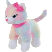 Kazan Hobi Peluş 30 cm Pembe Tokalı Kedi PL62555 Çok Renkli