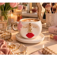 Ceres Shop Ceresshop El Yapımı Harf Charm Detaylı Çiçek Kız Seramik Mug (Istediğiniz Harf Için Sipariş Sonrası Mesajla Belirtin)