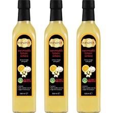 Kazan Hobi Sarımsaklı Limon Sirkesi 500 ml x 3 Adet Doğal Fermantasyon Içilebilir Katkısız Cam Şişe