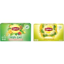 Kazan Hobi Mango ve Ananaslı Tropikal Bardak Poşet Yeşil Çay 20'li Paket ve Lipton Ihlamur Bardak Süzen Poşet Bitki Çayı 20'li Paket, 32 G