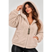 Ok Blume Kadın Kapşonlu Peluş Fermuarlı Sweat - Oversize Yumuşak Polar Hoodie - Kışlık Sıcak Tutucu (S-2xl)