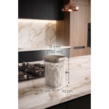 Color House 12'li Vakumlu Çelik Kapak Borosilikat Çizgili Cam Lüks Bakliyat Kavanoz ve 33 Adet Etiket - Xs B03