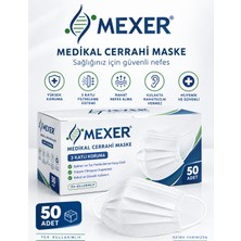 MEXER Medikal Cerrahi Maske Beyaz 50 Adet 1 KUTU