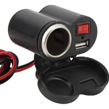 Powermaster PM-20493 Dc 12-45V Motosiklet Çakmaklık USB Şarj Soketi Su Geçirmez Kapaklı