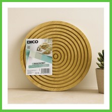 Bezos Yuvarlak 28 cm Bambu Servis Sunum Tahtası - Çift Taraflı (Düz ve Kanallı) Vengners