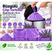 Vera Concept Store Büzgülü Çöp Torbası,büyük Boy 65X70CM,SIZDIRMAZ,DAYANIKLI, Lavanta-1rulo