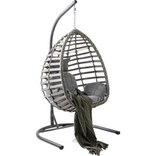 Vera Concept Store Capri Swing Gümbet Tekli Rattan Bahçe Balkon Salıncağı Gri