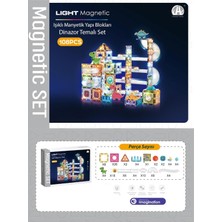 Vera Concept Store Hediyecik Light Magnetic Işıklı 108 Parça Premium Dinozorlar 3D Manyetik Yapı Bloklar Mıknatıslı Oyun Seti