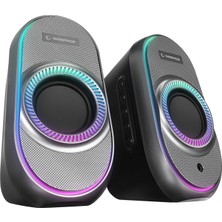 Vera Concept Store Rampage Rms-X3 2.0 6W Bluetooth Özellikli Multimedia Rgb Işıklı Gaming Rgb Bluetooth 2.0 Oyun Hoparlörü USB Speaker (Siyah)
