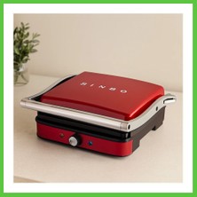 Bezos Kırmızı Ayarlanabilir Isılı 180° Açılır Izgara ve Tost Makinesi Vengners