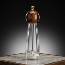 Vera Concept Store Cam ve Ahşap Tuzluk Biberlik Değirmeni, Şeffaf Gövde, Altın Detaylı Küre Başlık, Şık Tasarım 20 cm