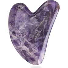 Vera Concept Store AMETIST%100 Doğal Taş Kalp Gua Sha Yüz Masaj Aleti Cilt Masajı Taşı Guasha Board