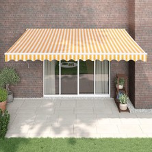 Vera Concept Store 4 x 3 M Geri Çekilebilir Tente, Motorlu / Manuel, Veranda, Sarı ve Beyaz Renk, Dış Güneşlik, Balkon Veya Teras, Su Geçirmez Kumaş ve Alüminyum Çerçeve