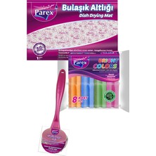 Vera Concept Store Bulaşık Altlığı 8'li Oluklu Sünger ve Saplı Ovma Teli Paketi