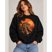 Giovera Gıovera Y Jaguar Premium Oversize Kadın Sweatshirt %100 Pamuk