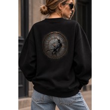 Giovera Gıovera Panther Time Premium Oversize Kadın Sweatshirt
