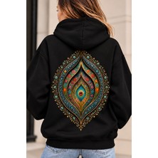 Giovera Gıovera Emerald Soul Zümrüt Ruhu Kadın Siyah Premium Oversize Kapüşonlu Sweatshirt Hoodie -