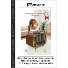Marivento Özel Üretim Bluetooh Hoparlör Nostaljik Radyo Speaker D76 Ahşap Retro Hediye Ofis