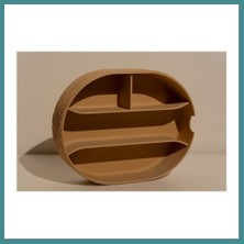 Trendexa 3D Baskı Bölmeli Çok Amaçlı Organizer Banyo ve Masa Üstü Düzenleyici Oval Kutu 22X17 cm Bej Mac