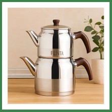 Bezos Orta Boy Çelik Çaydanlık Seti (Çift Kapaklı, Süzgeçli) 1.25L/2.25L BEZOS16