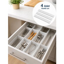 Kawin Beylını Beylini 4'lü Çekmece Içi Düzenleyici 10X40 cm Custom Organizer Isteğe Göre Kesilebilir Dolap Çekmece Içi Makyaj Çatal Kaşık Bıçak Düzenleyici Beyaz