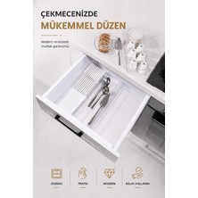 Kawin Sas Haus Çekmece Içi Bıçaklık Organizer Bölmeli Mutfak Düzenleyici Beyaz S-11029