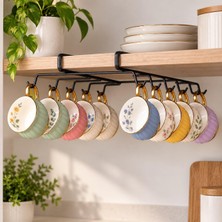 Kawin Genel Dolap Altı Fincan Askılığı | Metal, Kupa Organizer, 10 Kancalı