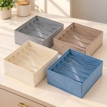 Kawin Deconox 6 Bölmeli Bez Çekmece Organizeri, 32 x 32 x 10 cm Katlanabilir Tnt Kumaş Düzenleyici Saklama Kutusu, Fermuarlı Kapaklı Iç Çamaşırı, Çorap, Sütyen ve Aksesuar Organizeri, Asorti Renk