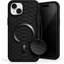 CoverZone iPhone 13 ile Uyumlu Crovia Timsah Desenli Silikon Kılıf, Magsafe Uyumlu Manyetik Halka, Yuvarlak Askı Aksesuarlı, Yükseltilmiş Kamera Çerçevesi, Kabartmalı Doku, Modele Özel Kesim, Siyah