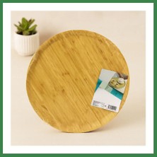 Bezos 38 cm Yuvarlak Bambu Servis Tepsisi Sunum Tahtası BEZOS16