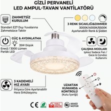 TCX Modern Gizli Pervaneli LED Ampul 35 Watt Tavan Vantilatörü